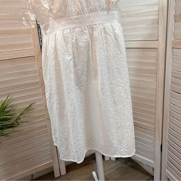 Modcloth White Eyelet Sleeveless Midi Dress 14 - Picture 9 of 11